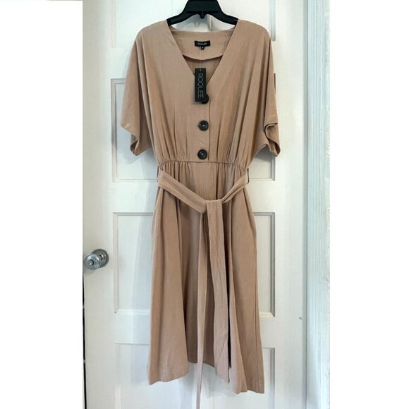 Roolee Size M Johnette Button Dress in BurlyWood NWT - Picture 3 of 4